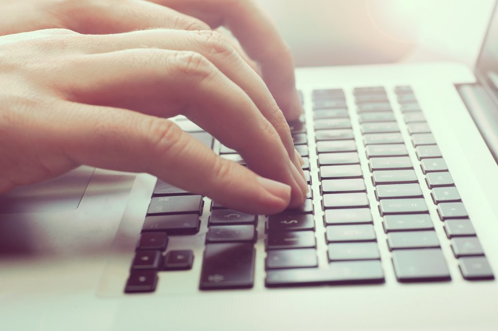 Typing on a keyboard