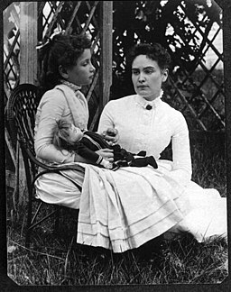 Helen Keller, age 8, with teacher Annie Sullivan