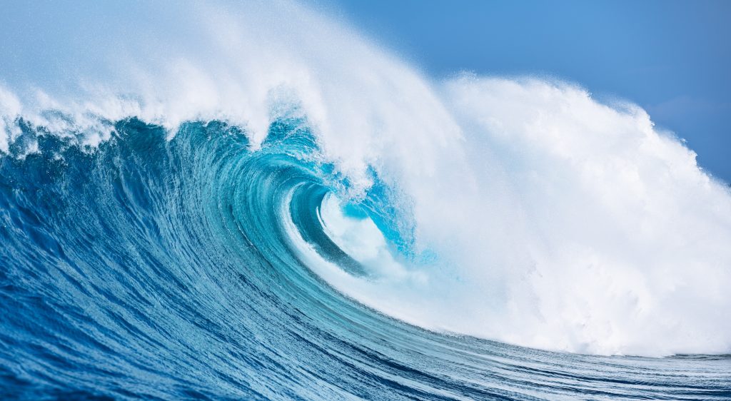 a large, powerful ocean wave