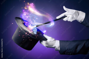 a magician with a wand and a top hat